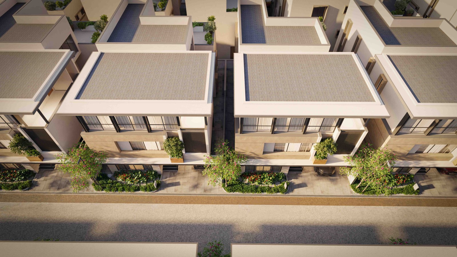 Villas and the internal street at Zenora